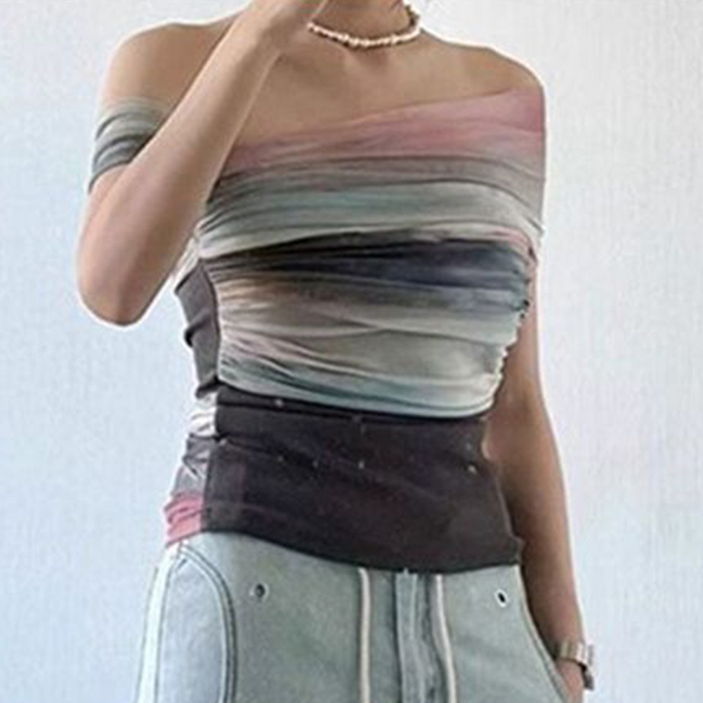 Tie Dye Shirt Vintage - المرأة الصيف شبكة التعادل صبغ قبالة
