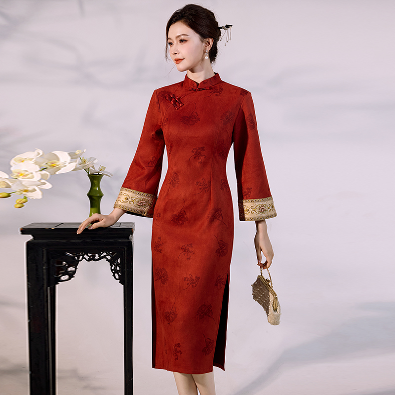 Vintage Fashion Gen Z - تشيباو المخملية الفاخرة من جلد الغزال