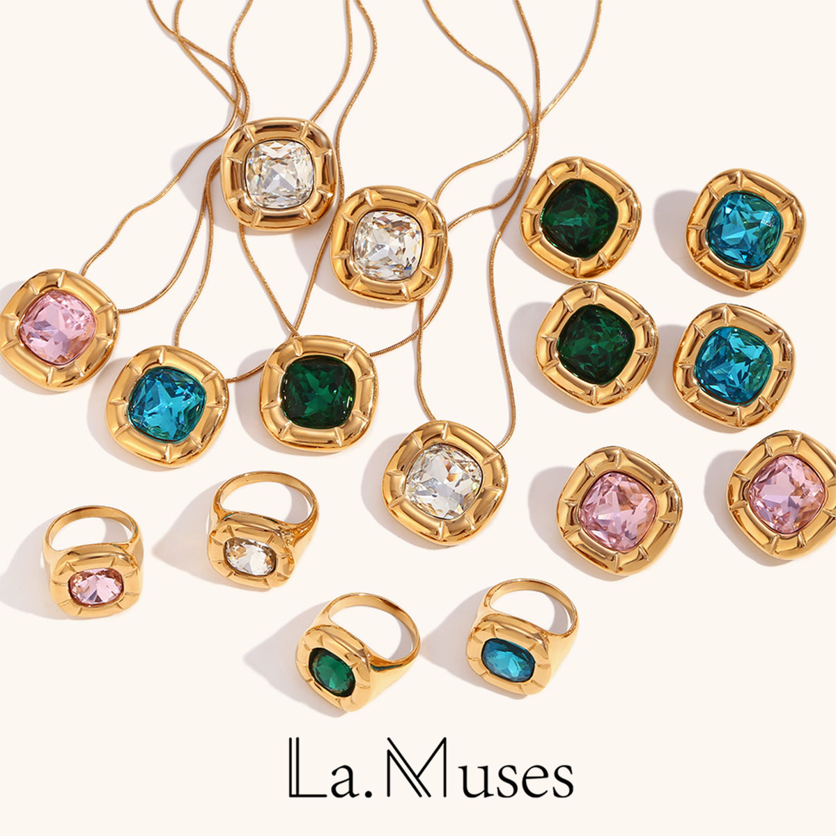 Vintage Fashion La - لا. Muses جولة مربع زهرة الزركون