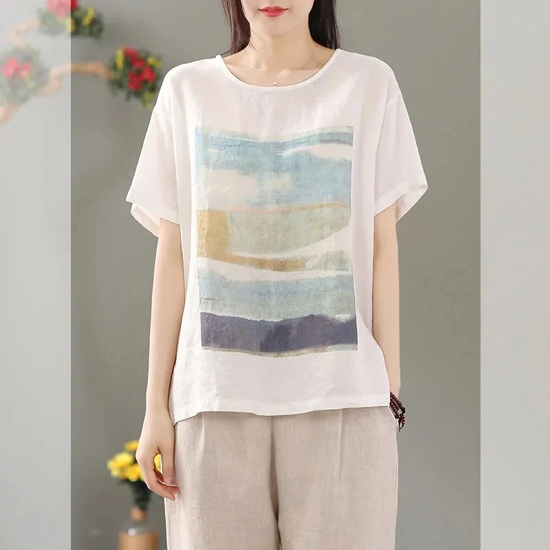Tie Dye Shirt Vintage - الأبيض التعادل صبغ الفن الطباعة القطن