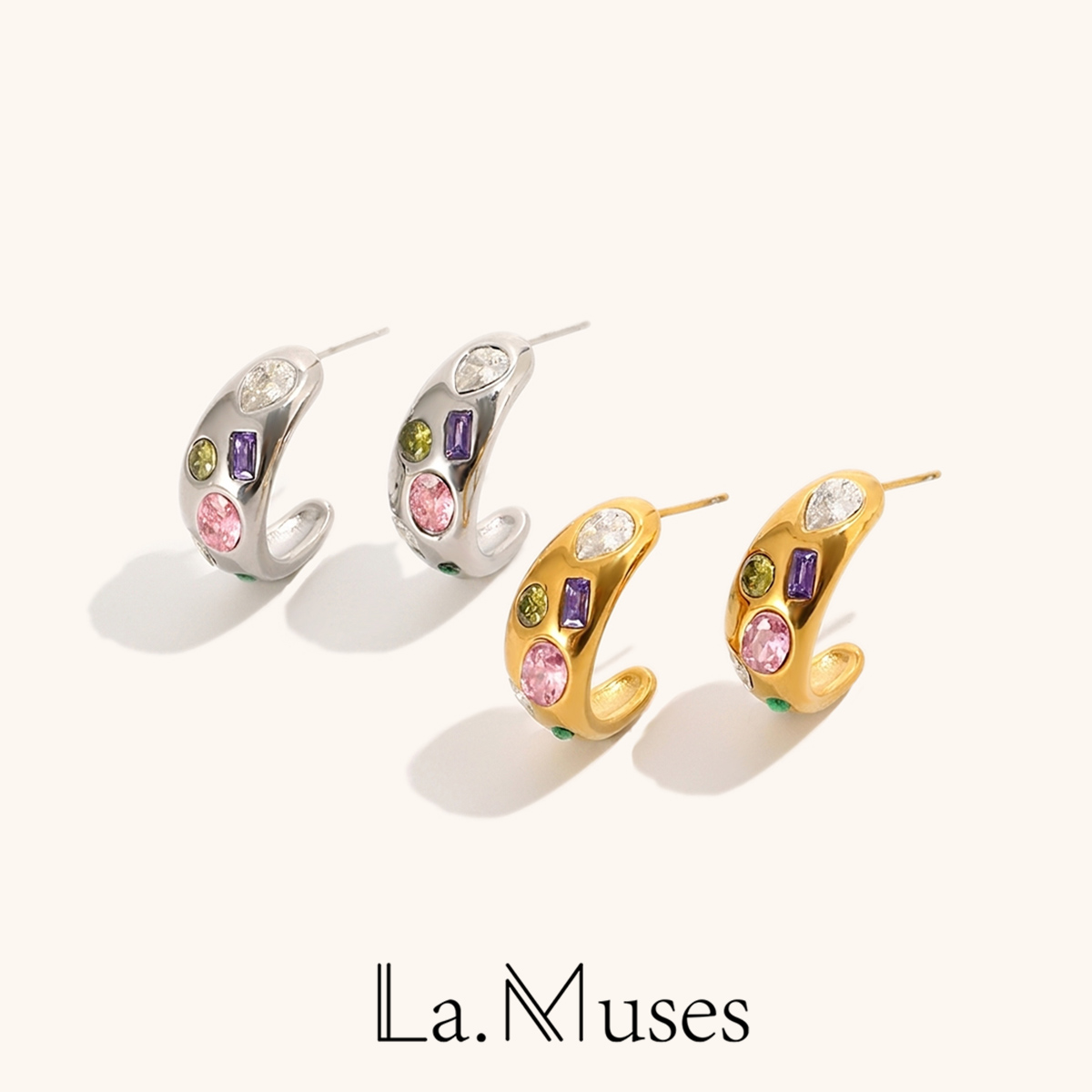لا. Muses هندسية ملونة الزركون - مراجعة Vintage Fashion La وسعره